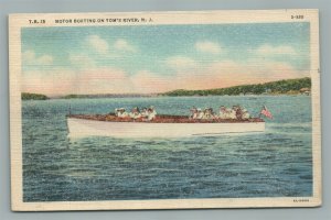 TOM'S RIVER NJ MOTOR BOATING VINTAGE POSTCARD