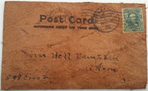Leather Postcard NY Greetings from Buffalo 1906 L15