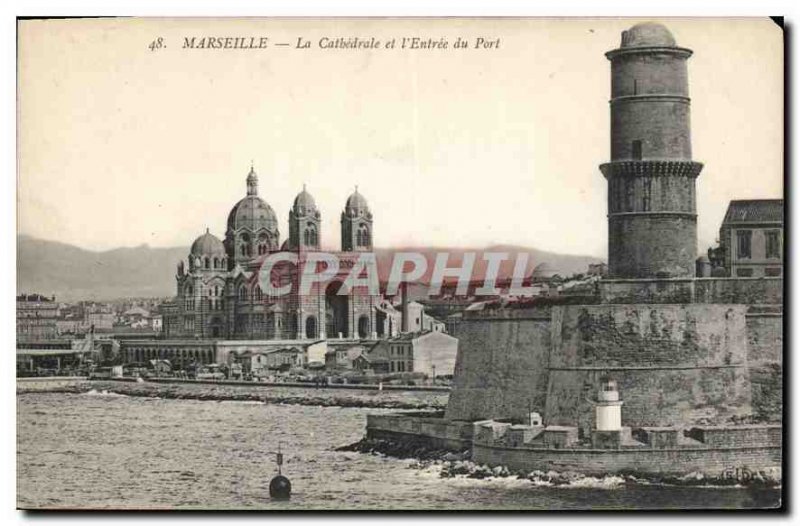 Postcard Old Marseille The Cathedral and the Port of Entry