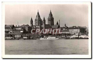 Old Postcard Mainz am Rhein Der Dom Vom Rheinufer gesehen