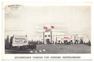 Vintage Stockholm's Famous for Swedish Smorgasbord, Restaurant, NJ Postcard