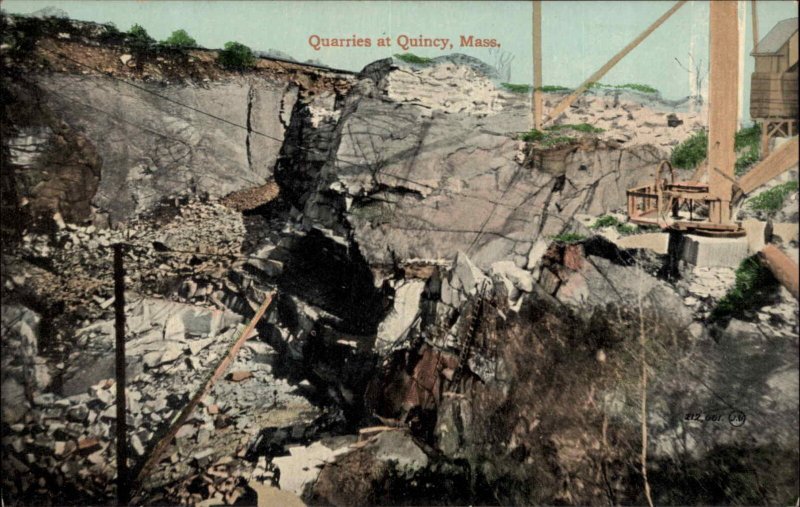 Quincy Massachusetts MS Quarry Mining c1910 Postcard