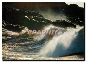 Postcard Modern Brittany Tourist Presqui'Ile of Quiberon waves breaking on th...