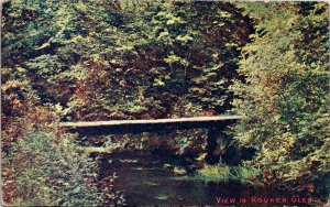 VINTAGE POSTCARD VIEW OF ROUKEN GLEN PARK GLASGOW SCOTLAND MAILED IN 1905