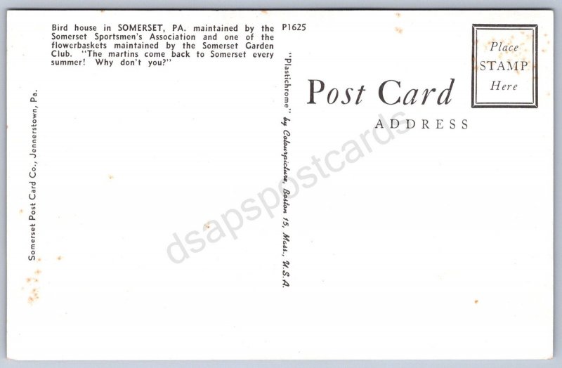 JH16/ Somerset Pennsylvania Postcard Chrome Bird House Sportsmen 53