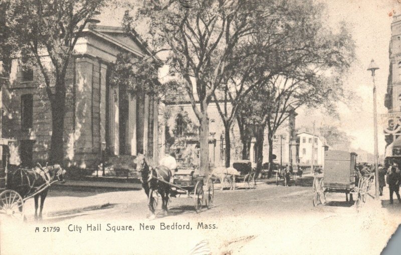 Vintage Postcard 1908 City Hall Square New Bedford Massachusetts Mass.