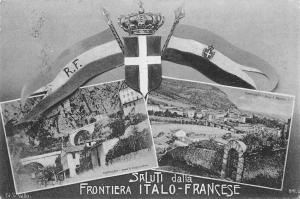 Ventimiglia Italy Greetings Multiview France Italy Flags Antique PC (J38421)