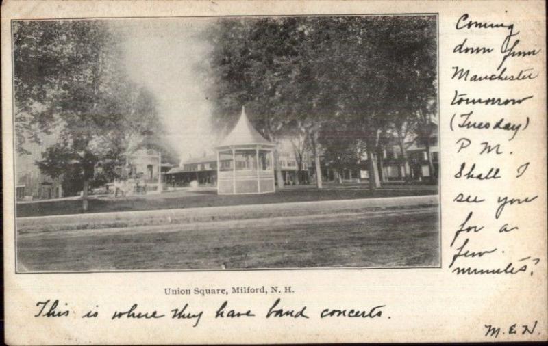 Milford NH Union Square c1905 Postcard