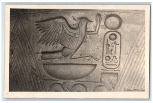 c1920s Luxor Temple Cartoush Of Rameses II Hieroglyphs View Egypt RPPC Postcard
