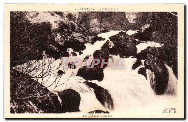 Fontaine de Vaucluse Old Postcard Big waterfalls