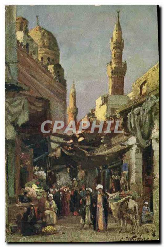 Old Postcard Orientalism Street in Cairo Egypt Egypt