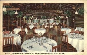Grand Canyon Arizona AZ El Tovar Hotel Dining Rm c1930s-40s Linen Postcard