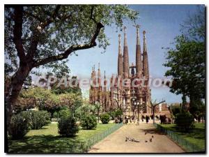 Postcard Modern Barcelona Plaza Sagrada Sacred Family Familis Square