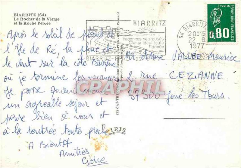 Modern Postcard Biarritz Rock of the Virgin and the Roche Percee