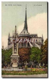 Old Postcard Paris ND the & # 39abside and fountain