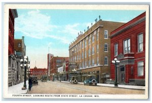 c1920's Fourth Street, Looking South From State Street, La Crosse WI Postcard