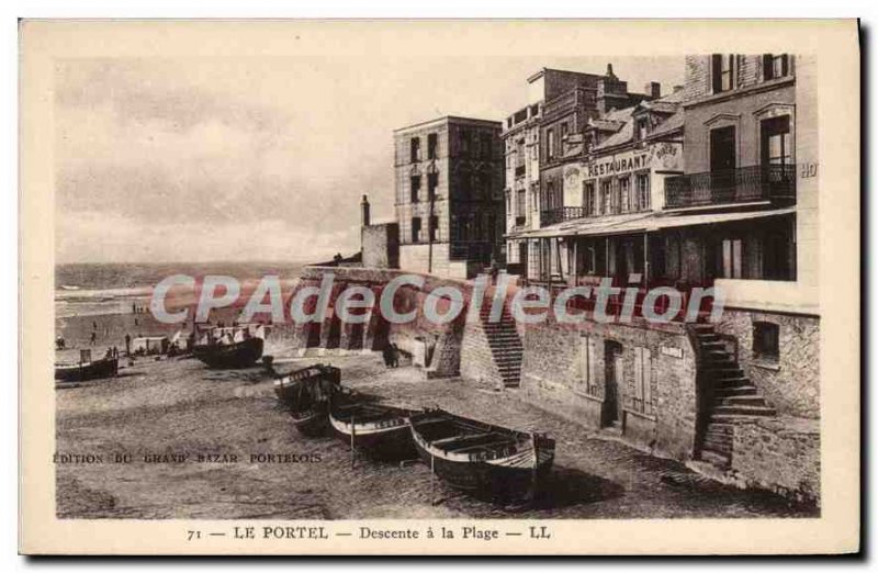 Old Postcard Le Portel Descent to the Beach