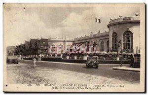 Old Postcard Deauville flowered Beach Casino and Hotel Normandy