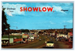 Showlow Arizona AZ Postcard Farming Lumber HIghway Street Exterior 1964 Vintage