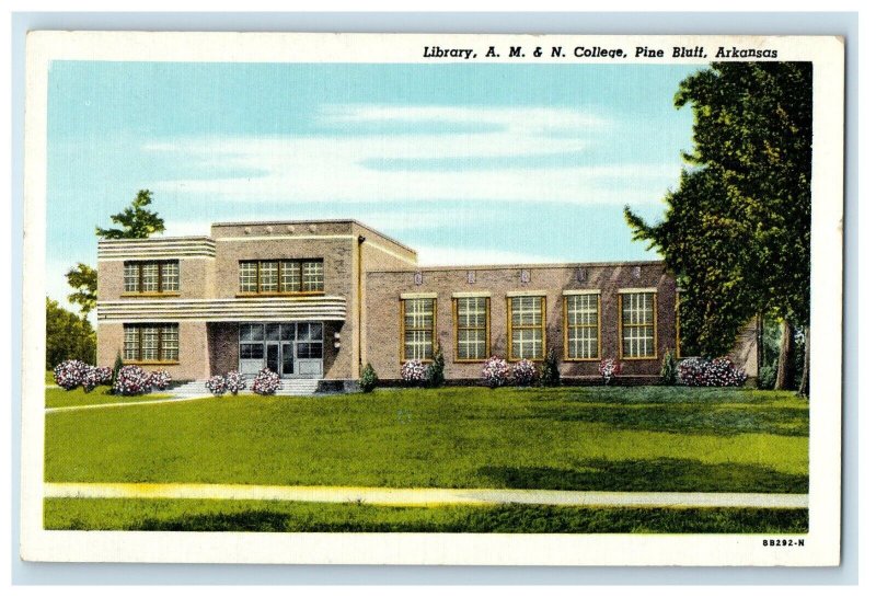 c1930's Library A. M. & N. College Pine Bluffs Arkansas AR Vintage Postcard