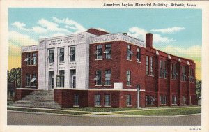 Postcard American Legion Memorial Building Atlantic Iowa