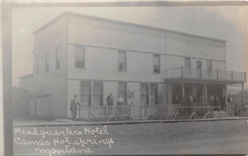 E23/ Camas Hot Springs Montana Mt Photo RPPC Postcard c1910 Headquarters Hotel