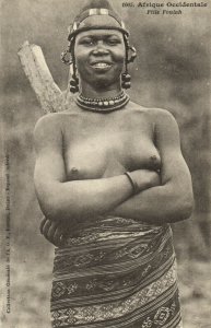 PC CPA ETHNIC NUDE FEMALE FOULAH TYPE, WESTERN AFRICA Vintage Postcard (b5439)