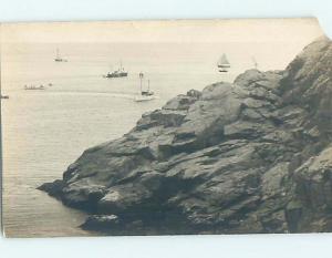 Pre-1930 rppc BOATS BY THE SHORELINE Boothbay Harbor Maine ME HM3285