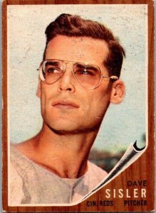 1962 Topps Baseball Card Dave Sisler Cincinnati Reds sk1863