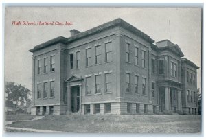 c1910 Exterior View High School Hartford City Indiana Vintage Antique Postcard