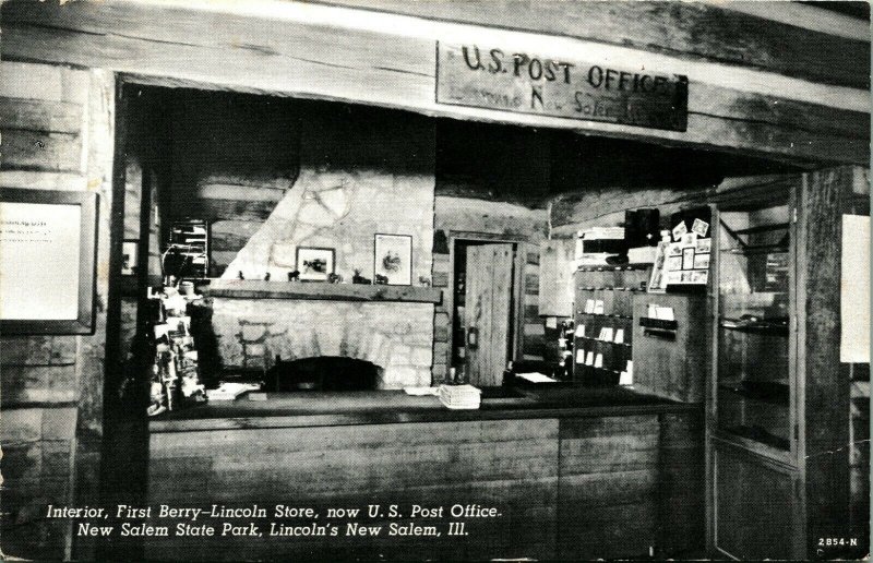 New Salem IL State Park First Berry-Lincoln Store US Post Office 1948 Postcard