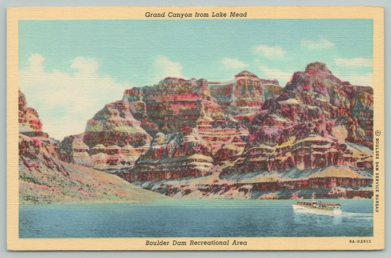 Boulder Dam Nevada~Recreation Area~Grand Canyon~1940s Linen Postcard