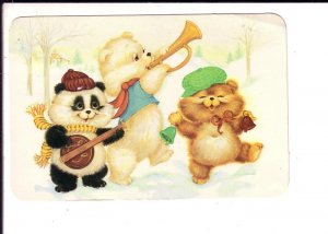 Dressed Bears Dancing Playing Instruments, Christmas, Used Florida 1987