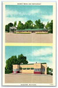 c1940's Midway Motel & Restaurant Multiview Cottages Negaunee Michigan Postcard