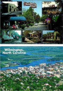 2~4X6 Postcards  Wilmington, NC North Carolina  CHANDLER'S WHARF STORES & AERIAL