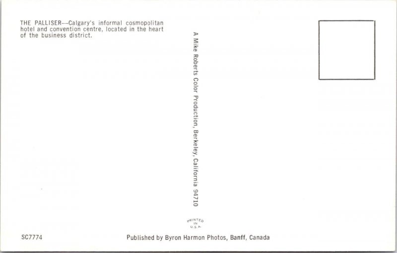 Calgary, Alberta Canada  PALLISER HOTEL & RESTAURANT  ca1960's Chrome Postcard