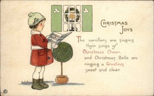 Christmas Stecher Margaret Evans Price Little Girl Caroling Vintage Postcard