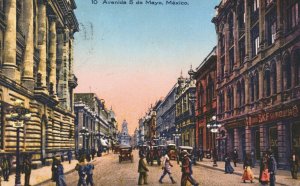 Mexico Avenida 5 de Mayo Mexico City Vintage Postcard 03.96