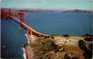 Air View San Francisco Golden Gate Bridge N Marin County Postcard UNP VTG Mirro 