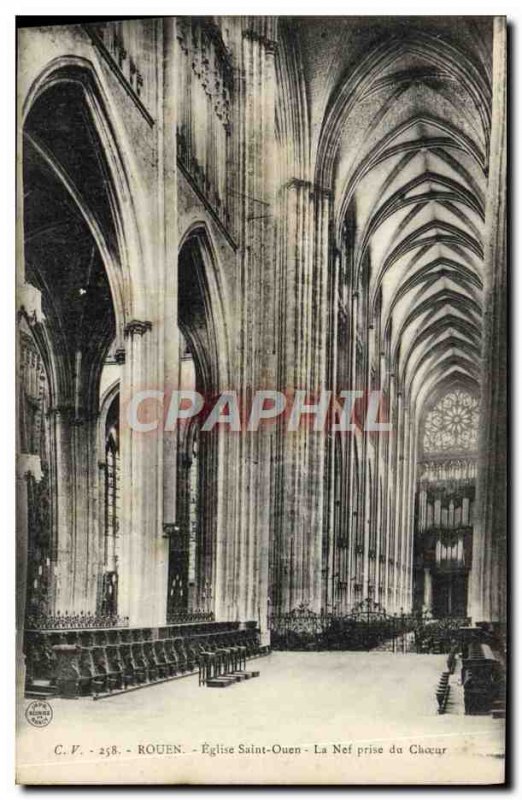 Old Postcard Rouen Eglise Saint Maclou Taking nave chancel organ