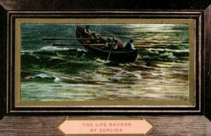 Circa 1910 The Life Savers by Zerlina, Boat on High Seas Vintage Postcard P22