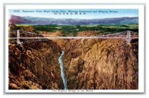 Panorama of Hanging Bridge Royal Gorge Colorado CO UNP WB Postcard N18
