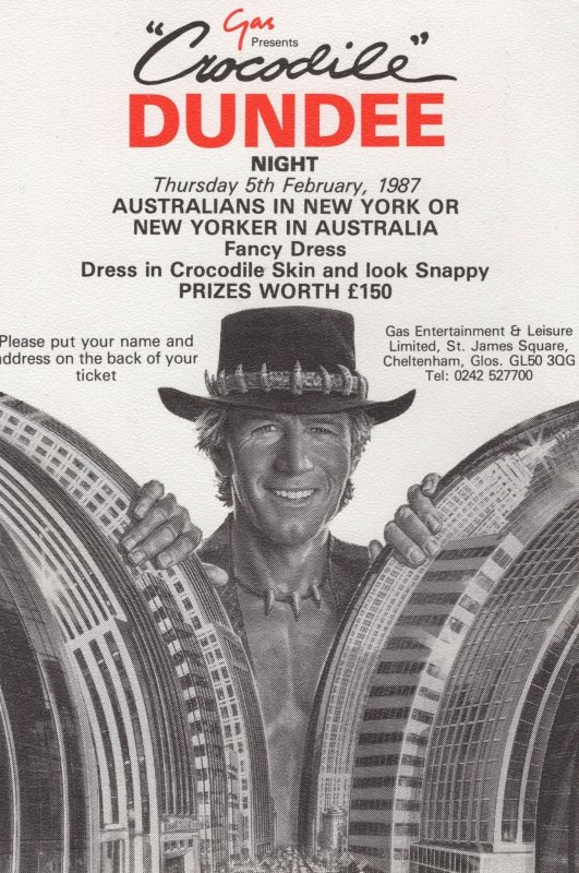 Crocodile Dundee Paul Hogan Fancy Dress 1987 Party Postcard | Topics ...