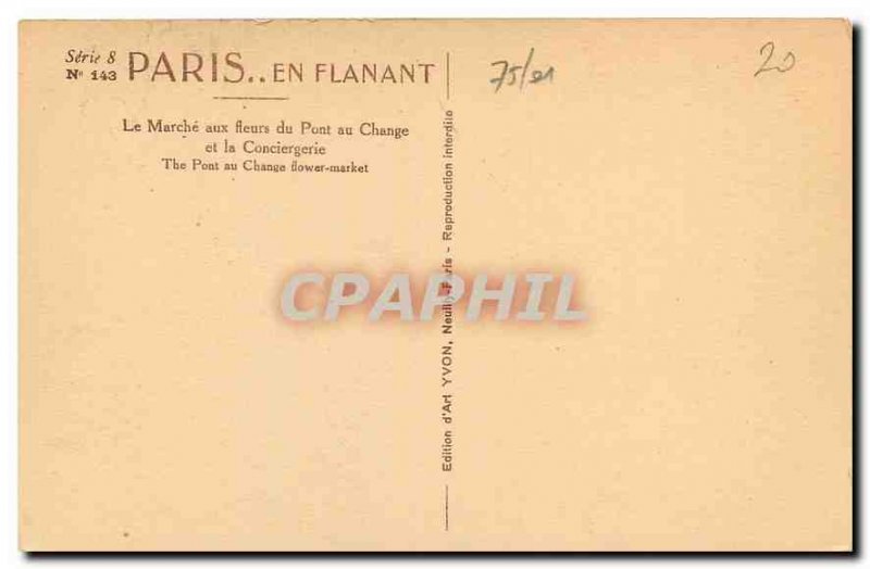 CARTE Postale Old Paris Le Marche auc flowers Pont au Change and the Concierg...