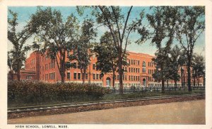 Lowell, MA Massachusetts   HIGH SCHOOL  Railroad Tracks  ca1920's Postcard