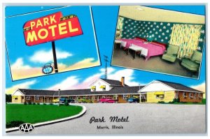 c1960 Park Motel Exterior Building Morris Illinois IL Vintage Antique Postcard