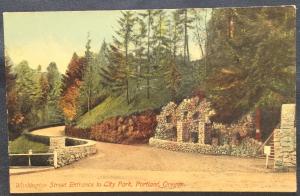 Postcard Unused City Park Washington St Entrance Portland OR LB