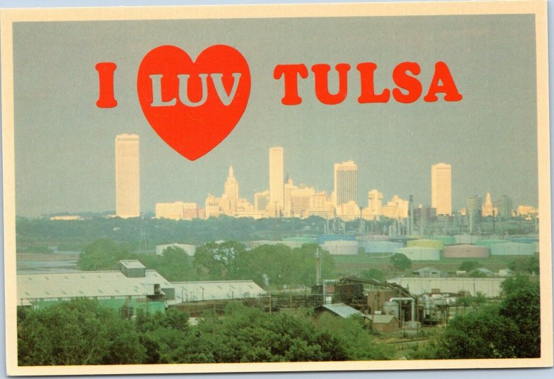 postcard Oklahoma - I Luv Tulsa - skyline view