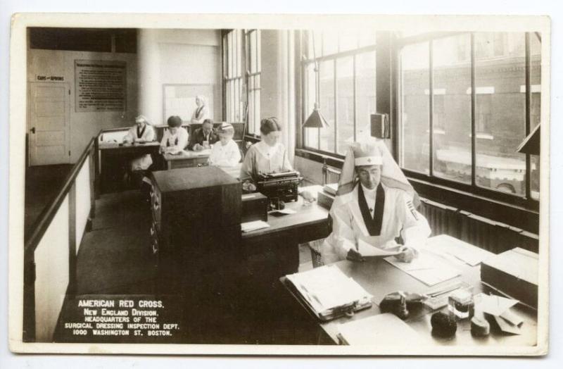 Boston MA American Red Cross Surgical Nurse Dressing RPPC Real Photo Postcard