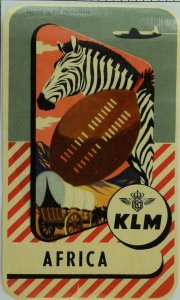 1940's-50's KLM Africa Luggage Label Original E19